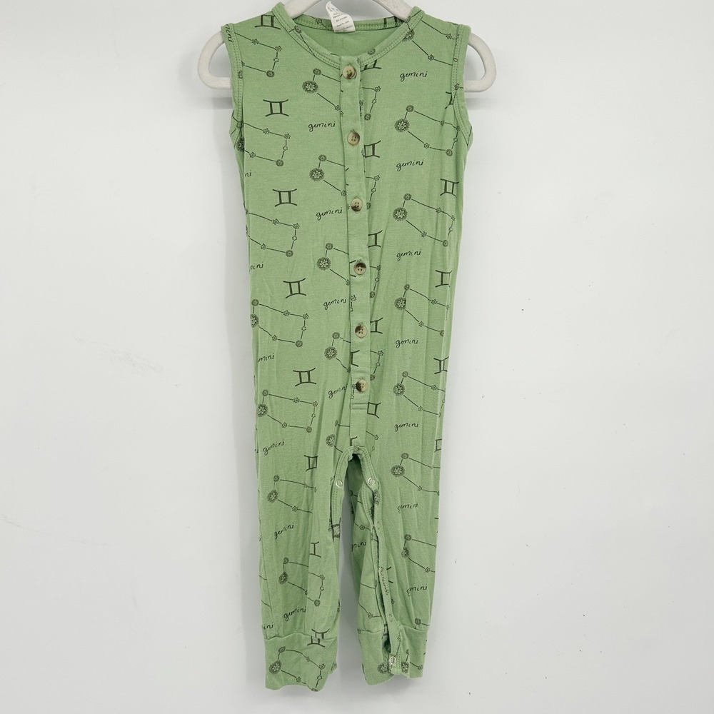 Kate Quinn Bamboo Gemini Zodiac Constellation Romper‎ Green Sleeveless 18-24M